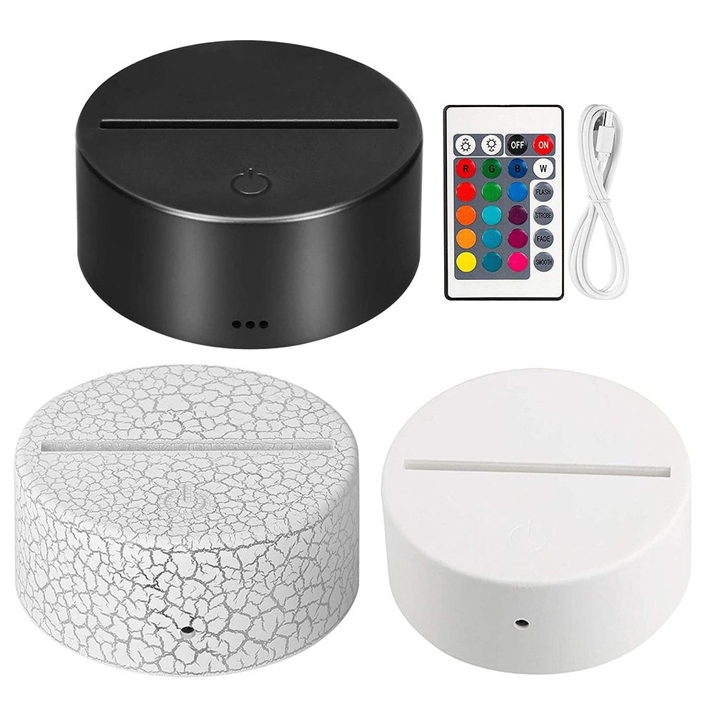 Desk Touch Table Lamp Round RGB LED 3D Illusion Night Light For Children Acrylic Base Decorative Lighting