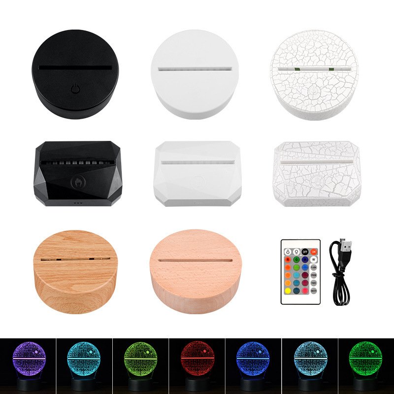 Desk Touch Table Lamp Round RGB LED 3D Illusion Night Light For Children Acrylic Base Decorative Lighting