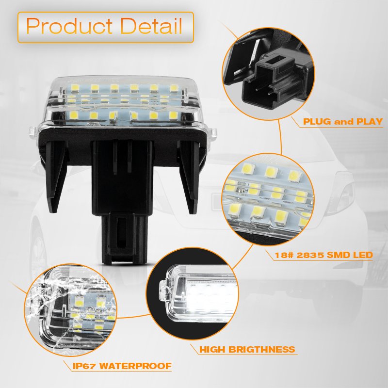 Auto Parts Tail Lamp LED License Plate Tail Light for Toyota CAMRY PRIUS Number Plate Lamp