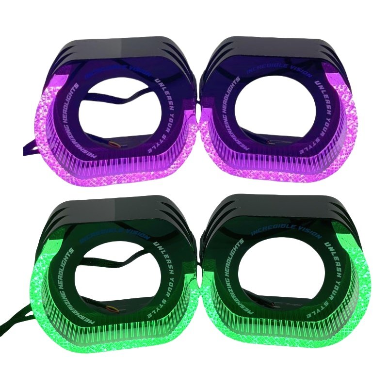 Auto Lighting System 2.5Inch 3.0inch U OShape 5D Angel Eye Projector Shrouds with white dual color magical halo rings