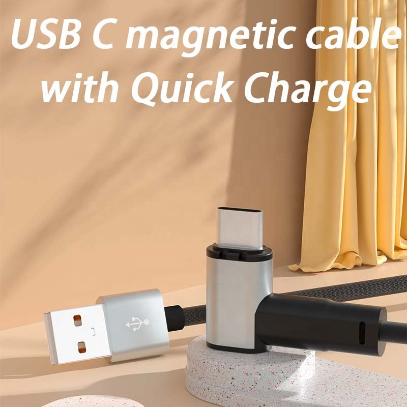 Usb A male Type C Magnet Charge Cable 5A Fast Charging Data Magnetic Type-C charging Cable With Led Digital Display