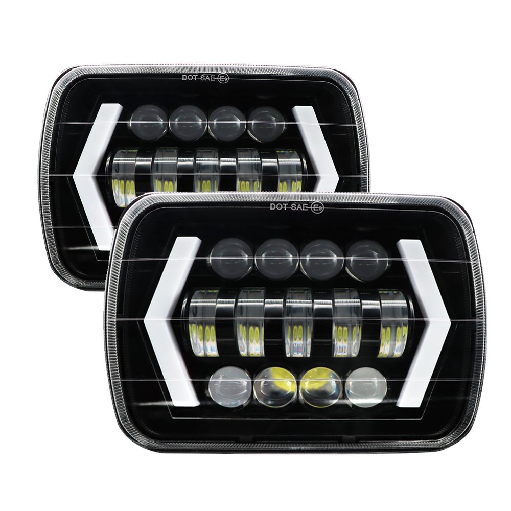Auto Car Led Lights 5x7 7x6 7inch Led Headlight Hi Low Beam Halo Angle Eye DRL Headlamp for Jeeps XJ Wranglers Offroad SUV 12V