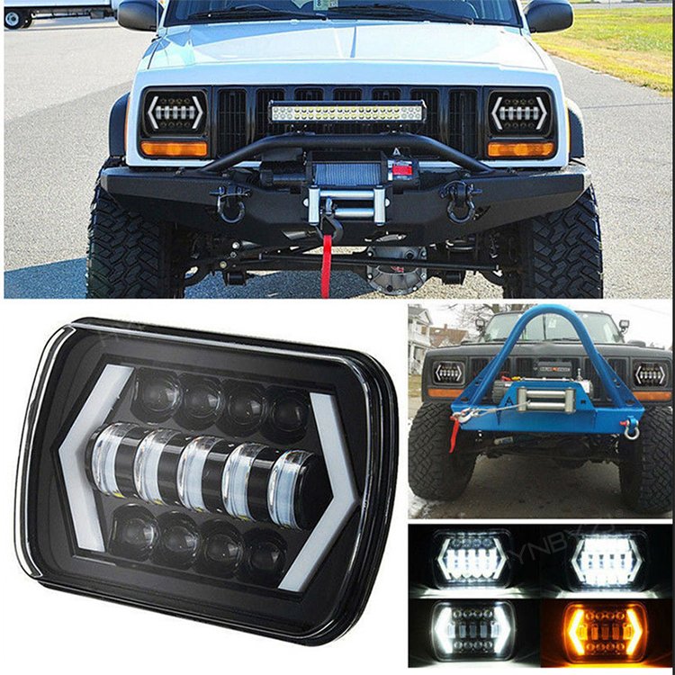 Auto Car Led Lights 5x7 7x6 7inch Led Headlight Hi Low Beam Halo Angle Eye DRL Headlamp for Jeeps XJ Wranglers Offroad SUV 12V