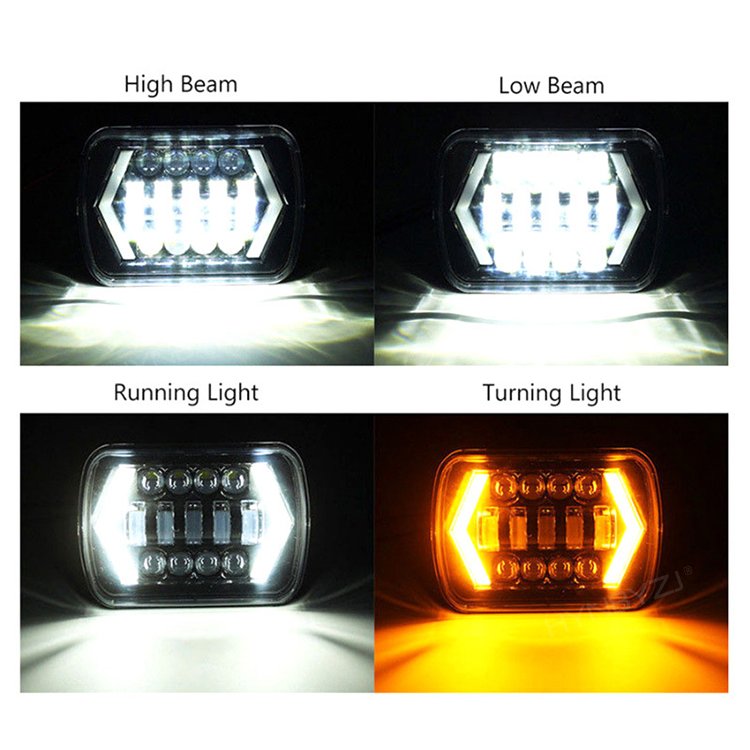 Auto Car Led Lights 5x7 7x6 7inch Led Headlight Hi Low Beam Halo Angle Eye DRL Headlamp for Jeeps XJ Wranglers Offroad SUV 12V