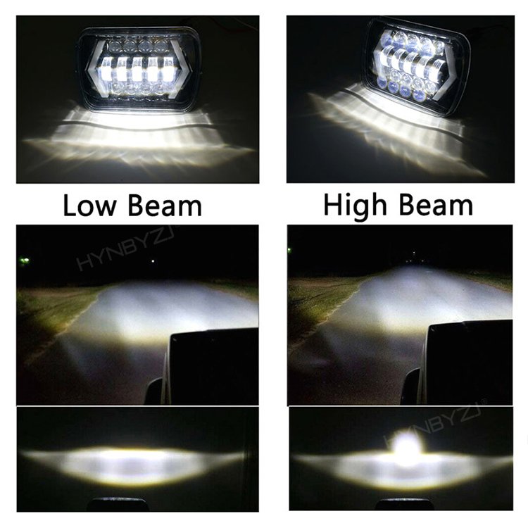 Auto Car Led Lights 5x7 7x6 7inch Led Headlight Hi Low Beam Halo Angle Eye DRL Headlamp for Jeeps XJ Wranglers Offroad SUV 12V