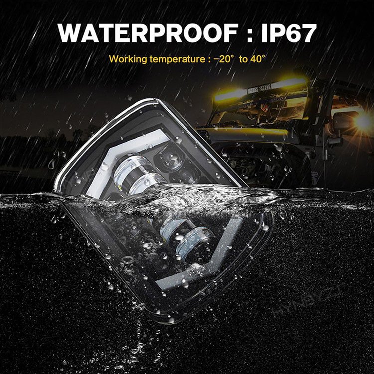 Auto Car Led Lights 5x7 7x6 7inch Led Headlight Hi Low Beam Halo Angle Eye DRL Headlamp for Jeeps XJ Wranglers Offroad SUV 12V