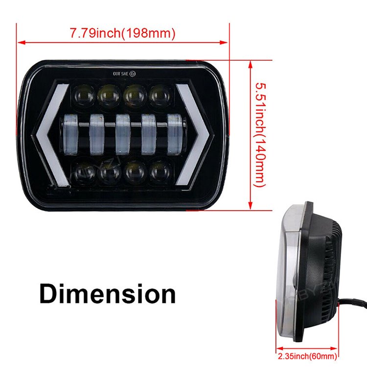 Auto Car Led Lights 5x7 7x6 7inch Led Headlight Hi Low Beam Halo Angle Eye DRL Headlamp for Jeeps XJ Wranglers Offroad SUV 12V