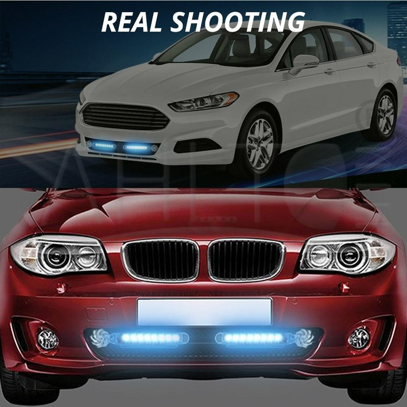 Wind Powered Car LED DayTime Running Light Auxiliary Lighting Rotation Fan Lamp Automobile Day Time Headlight