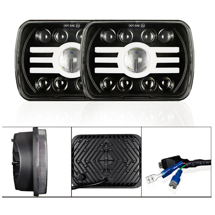 Car Light Accessories 5x7 7x6 7inch 65W Square Led Headlight Bulb 12V 24V High Low Beam Running Lighting Focos Led Fog