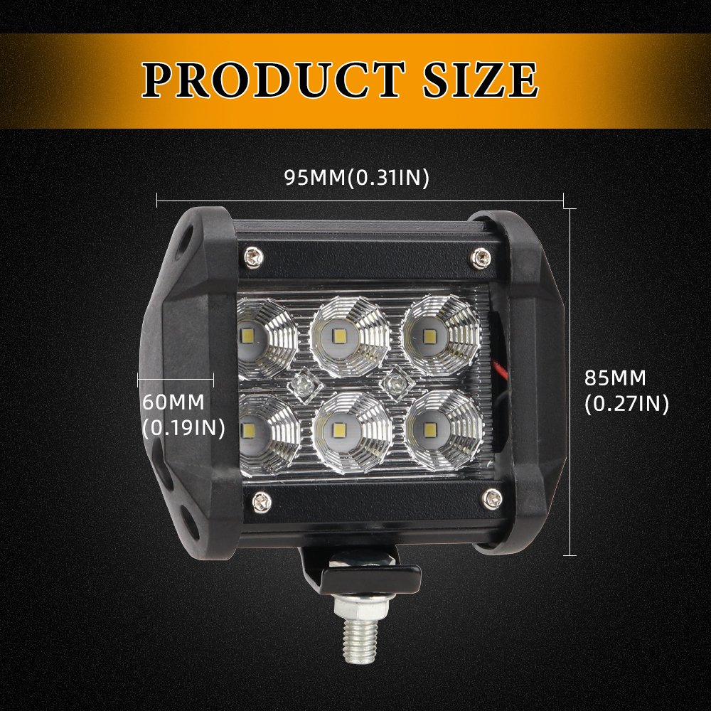 Others Car Light Accessories Super Bright Square 24V 12V 18W Vehicle Car LED Work Lights