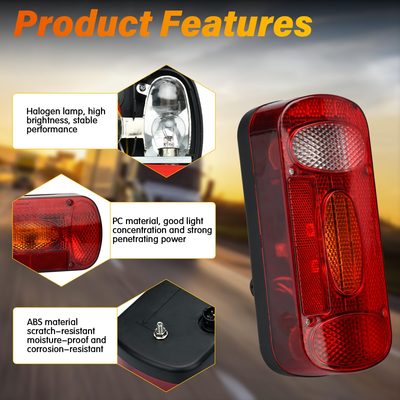 European Style 12V-24V Combination Tail Light New E-mark Approved Rear Position Direction Indicator Brake Reversing Trailer Lamp