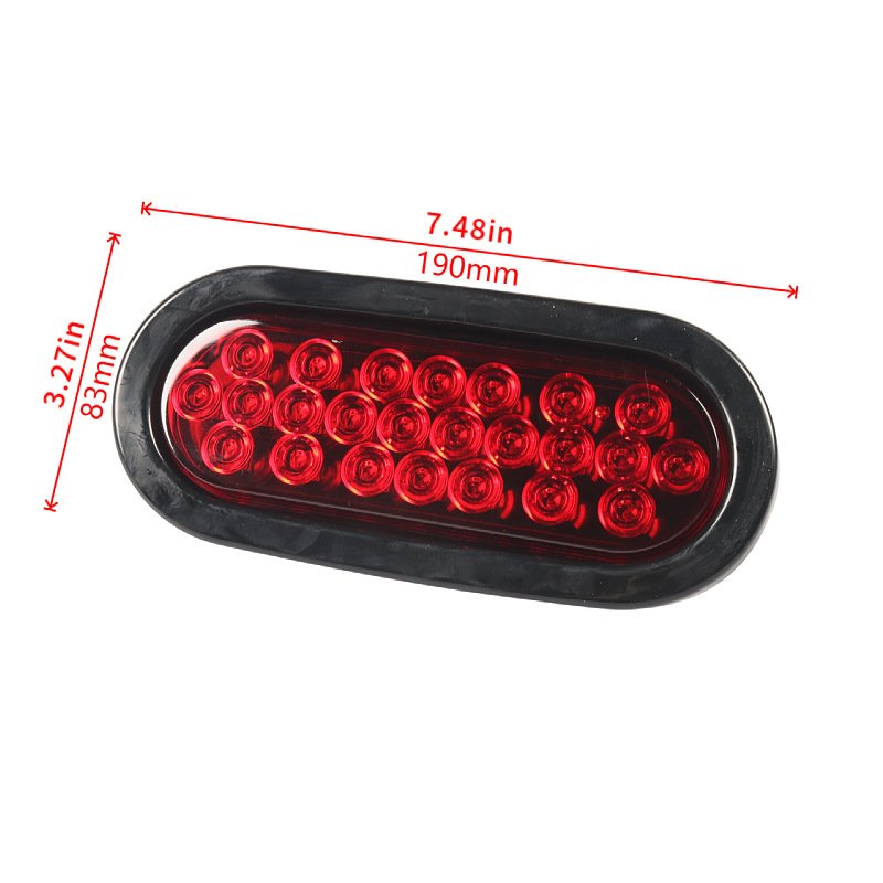 Manufacturer waterproof 6 inch LED CIMC side light 24 LED red high truck side light warning brake light 12V