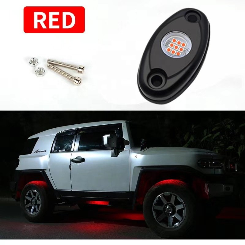 High Quality 12V 9 LED RGB Pure White Rock Lights Ambient Wrangler Truck 4X4 Off-Road For Jeep Car Boat Yacht Light Accessories
