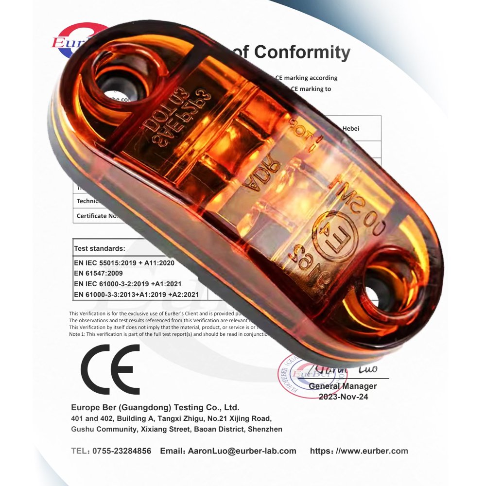 New Condition LED Working Light Truck Side Lamp Polo 24V Stop Amber Red White Blue Green Colors 6V Alloy Jewelry