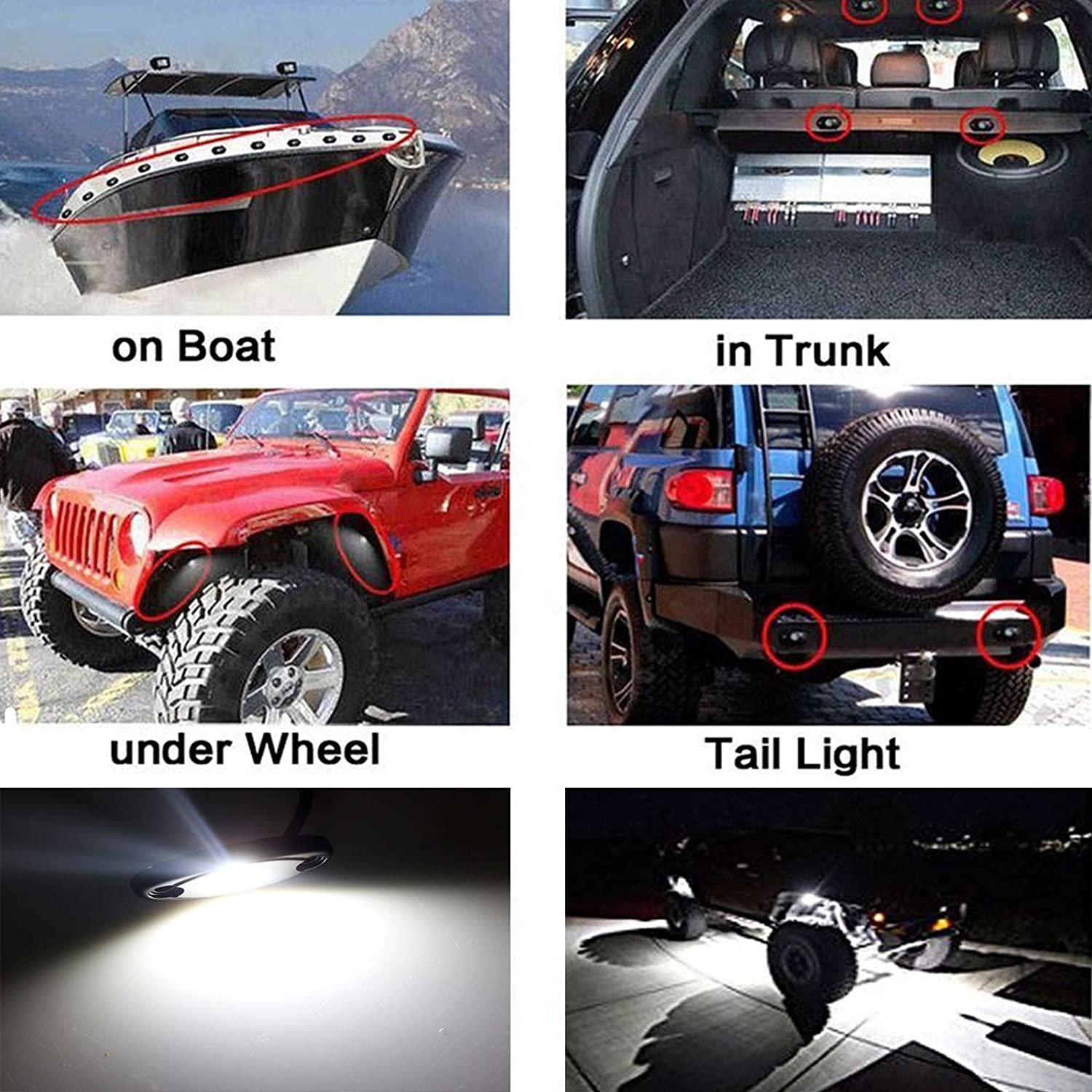 LED Rock Lights Underglow White LED Rock Lights for Car Trucks ATV UTV SUV Jeep Boat Underbody Glow Trail Rig Lights