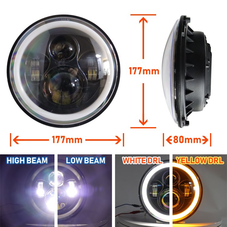 12V 24V 75W Waterproof Led Panel 7inch Round lights Off Road Headlight Led car lights For SUV Truck