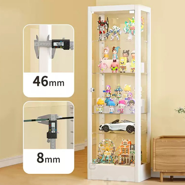 Glass Vitrine Display Showcase Customized Lockable Dustproof Corner Figure Car Model Showcase Design With LED light