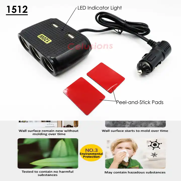 Wholesale Bulk Package Quality Top Car USB Socket Bluetooth Connect 3 Socket 1512 Car Socket Cigarette Lighter EV Charger Cheap