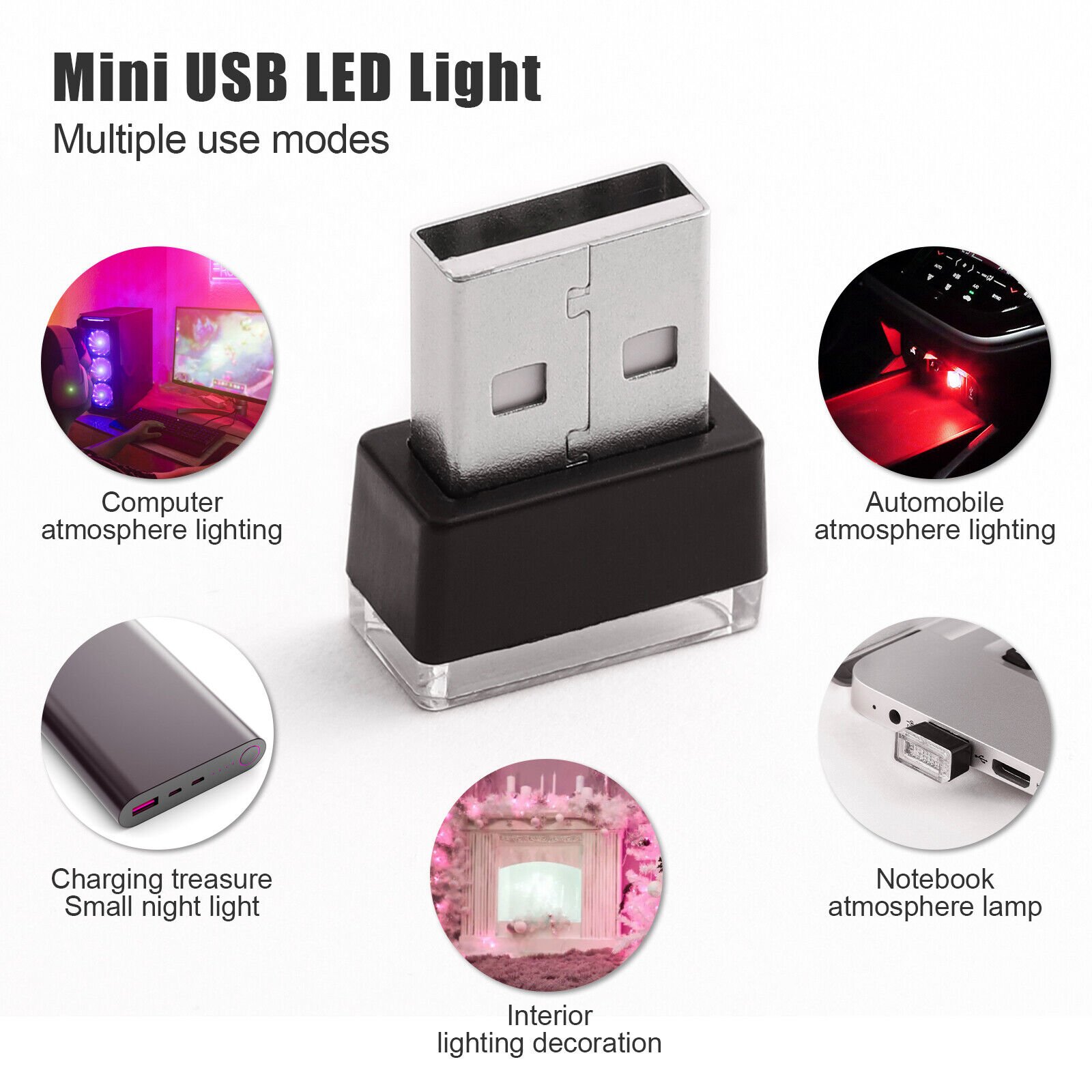 USB LED Mini Car Light Neon Atmosphere Ambient Guide Bright Lamp Light Accessories Decor Birthday Christmas Gifts Factory Price