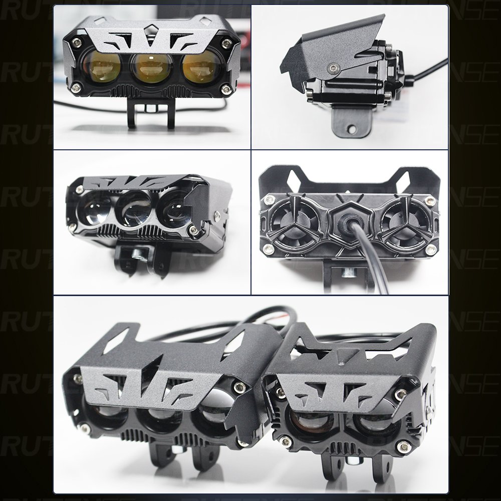 RUTENSE Owl Design Dual Color Led Motorcycle Fog Light Head Light Headlight Led Auxiliary Spot Led Lights For Motorcycle