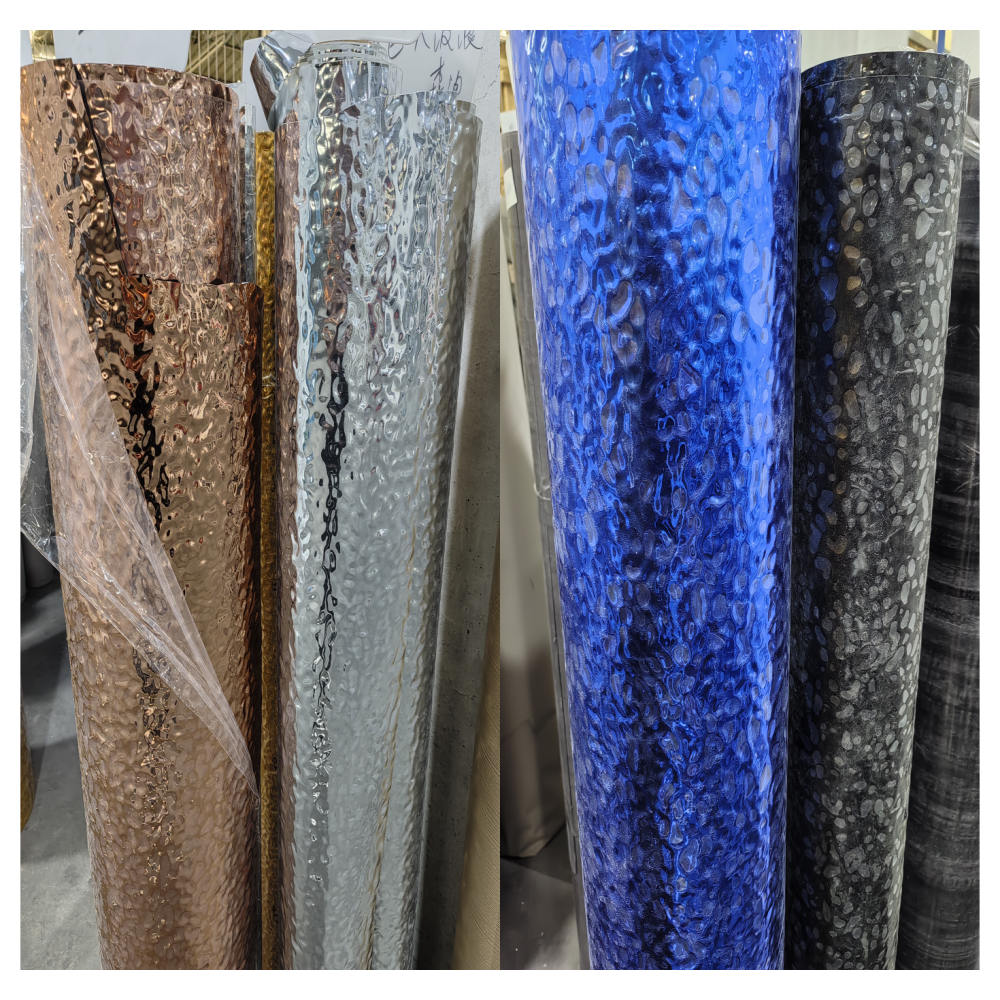 5mm 8mm Interior Water Ripple Decoration Board Bamboo Charcoal Fiber / Carbon Crystal Wood Veneer Wall Panel