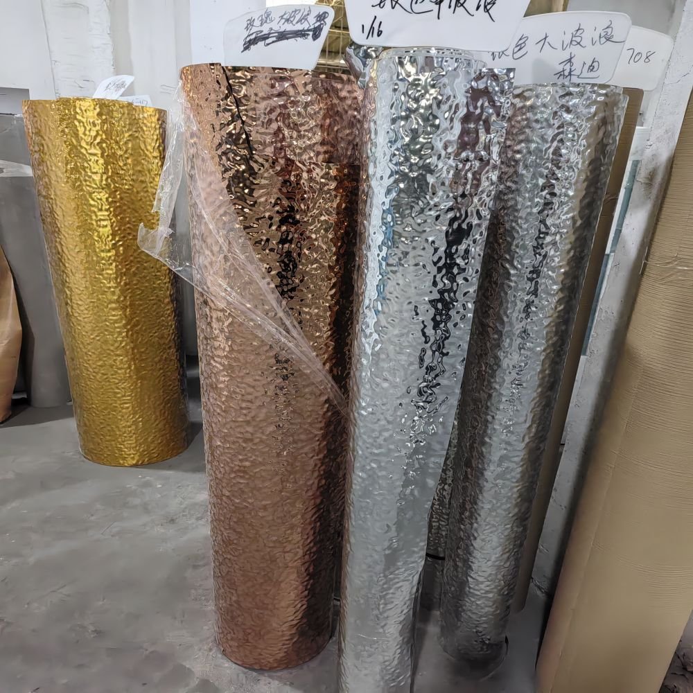 5mm 8mm Interior Water Ripple Decoration Board Bamboo Charcoal Fiber / Carbon Crystal Wood Veneer Wall Panel