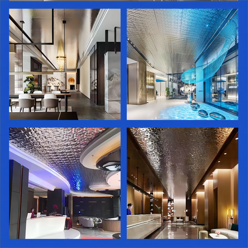 5mm 8mm Interior Water Ripple Decoration Board Bamboo Charcoal Fiber / Carbon Crystal Wood Veneer Wall Panel