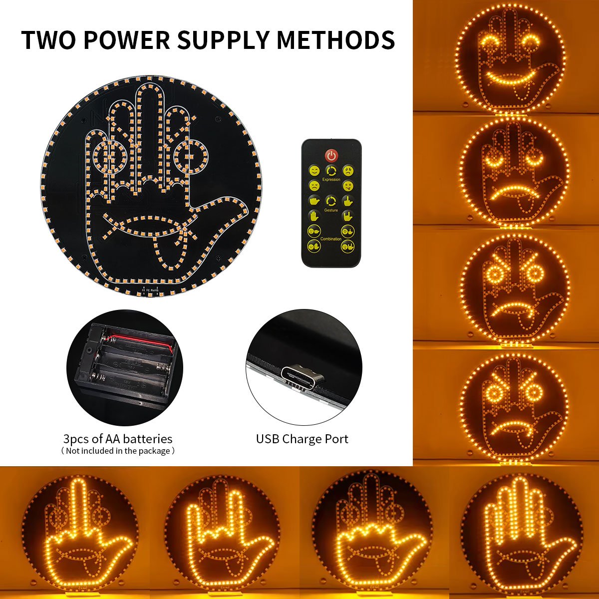 Car Interior Funny Middle Finger LED Fun Expressions Light Car Interior Light Rear Window Emoticon Led Hand Gesture Car Light