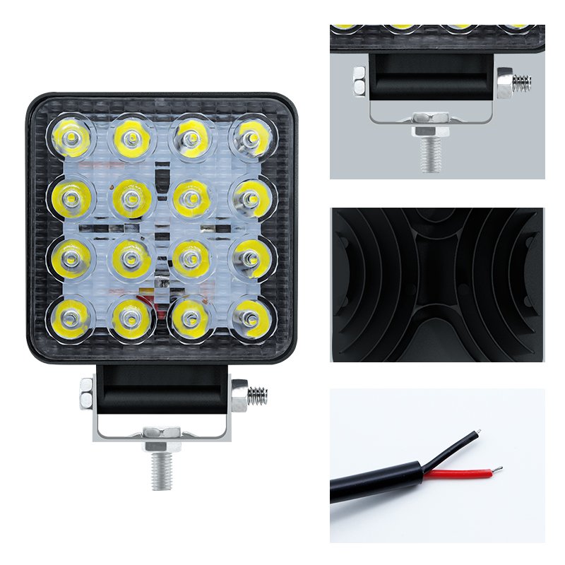 Car Light Accessories 12v 24v 48w led flood work light 25mm plastic cars bar work forklift led lights