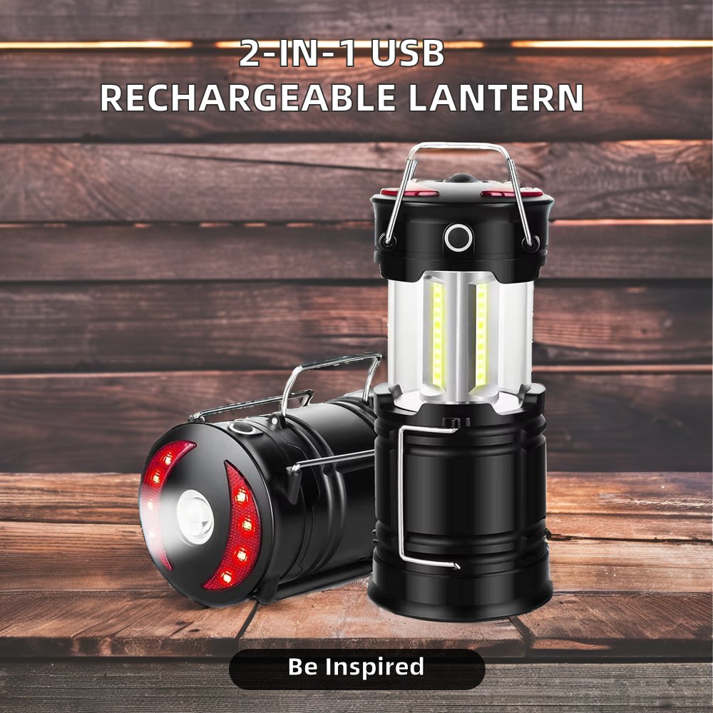 NB FAVOUR Portable 2-in-1 USB Rechargeable and Battery Powered LED Camp Lantern Outdoor Tent Lighting Camping Accessories