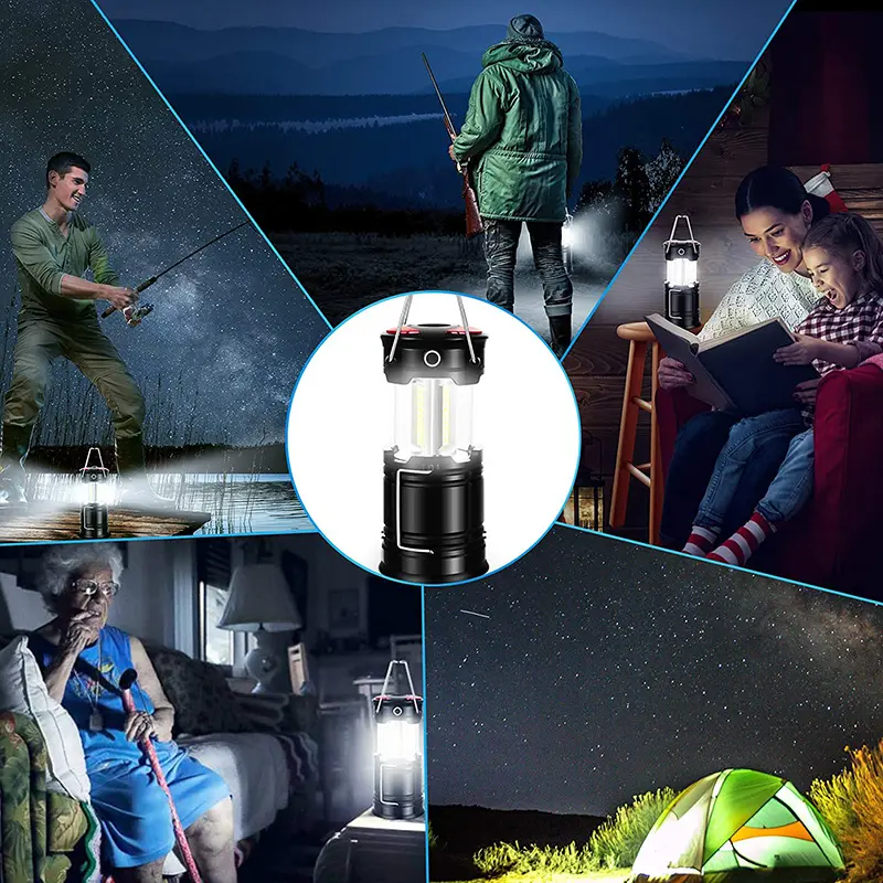 NB FAVOUR Portable 2-in-1 USB Rechargeable and Battery Powered LED Camp Lantern Outdoor Tent Lighting Camping Accessories