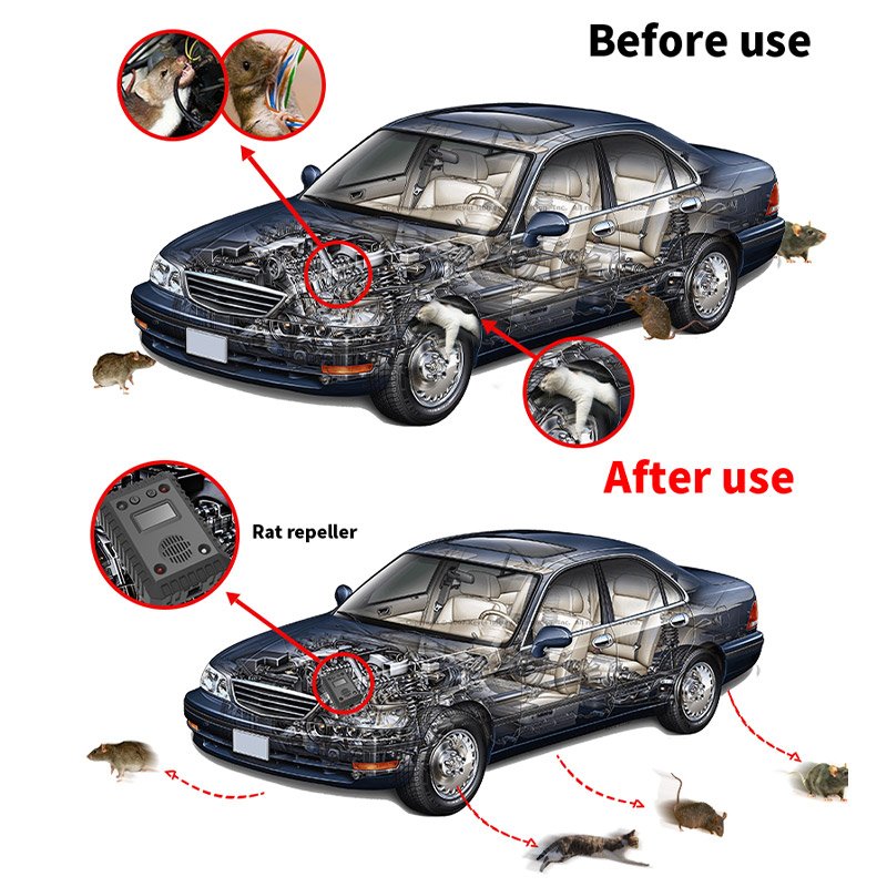 Other Car Accessories Ultrasonic Rodent Repeller for Car Squirrel Rat Chaser Strobe Lights Vehicle Hood Animal Repeller