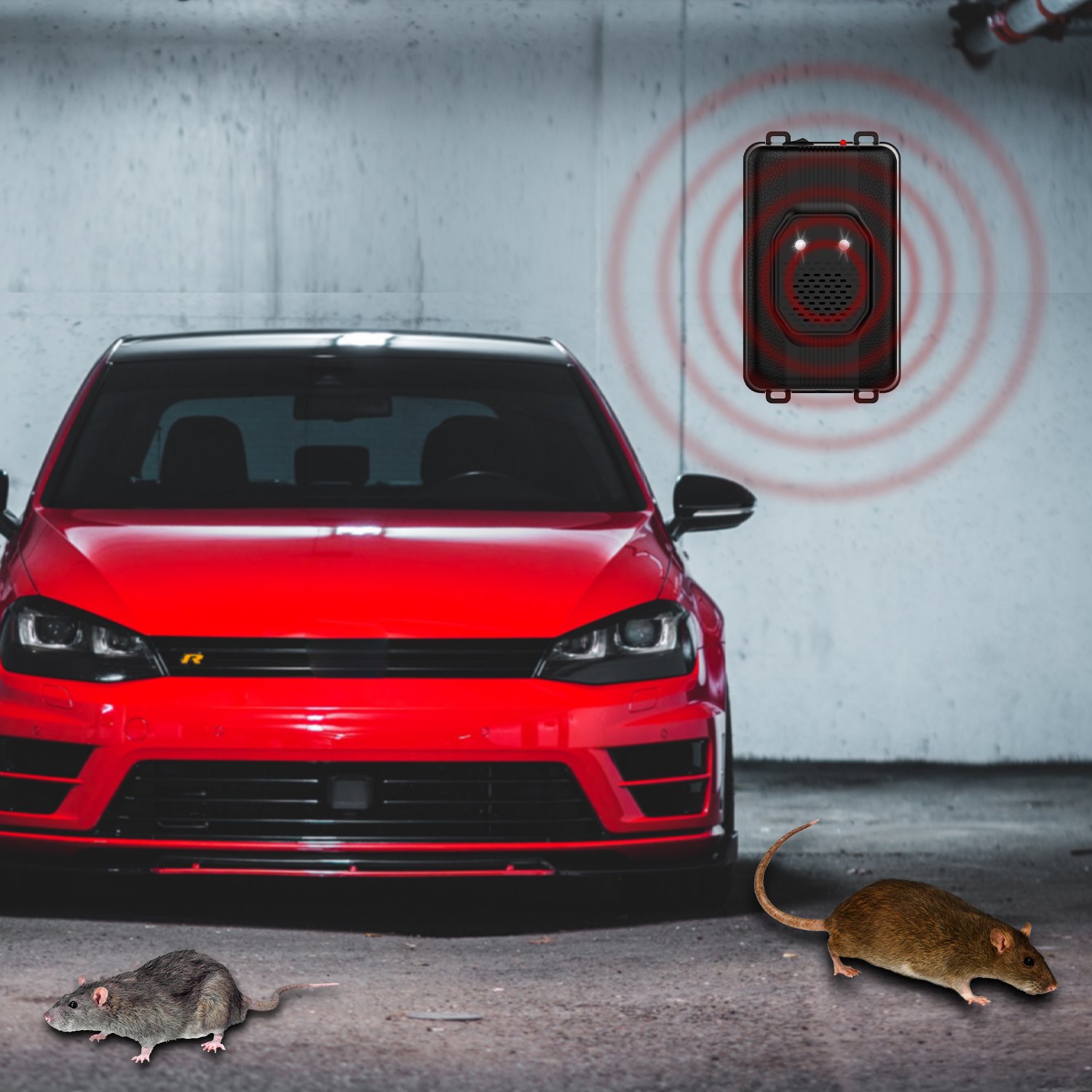2 Pack Upgraded Car Rodent Repellent Under Hood Rat Repellent Ultrasonic Strobe Light to Keeping Rodents Out of Car