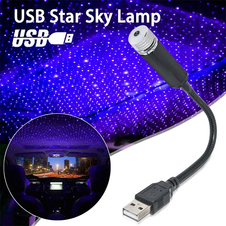 LED Starry Laser Atmosphere Ambient Projector Lights Adjustable Night Lights USB Auto Decor Lamp Car Roof Star Light