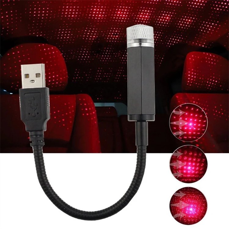 LED Starry Laser Atmosphere Ambient Projector Lights Adjustable Night Lights USB Auto Decor Lamp Car Roof Star Light
