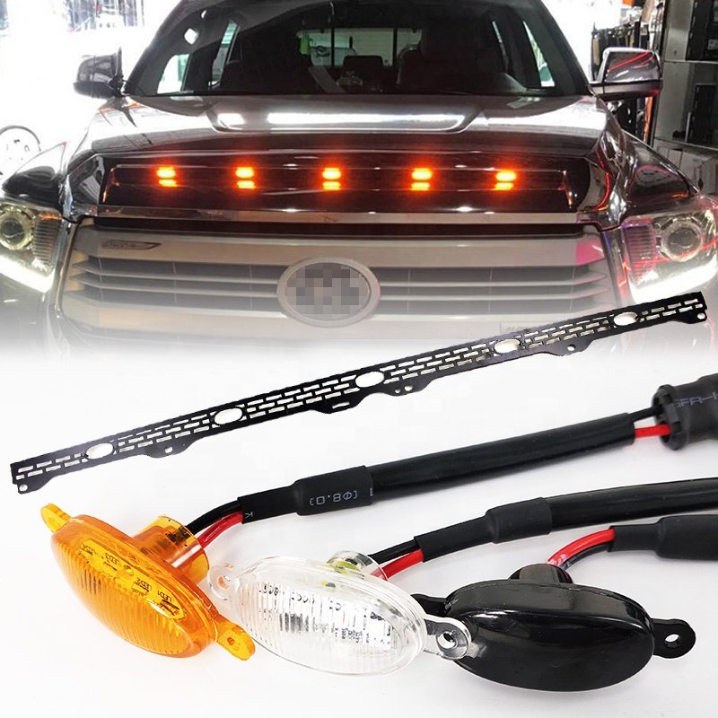 Offroad 4X4 Auto Front Grille Upper Mesh Grill LED Lights Decoration Car Front Grille LED Lights Kits for Pickup truck.