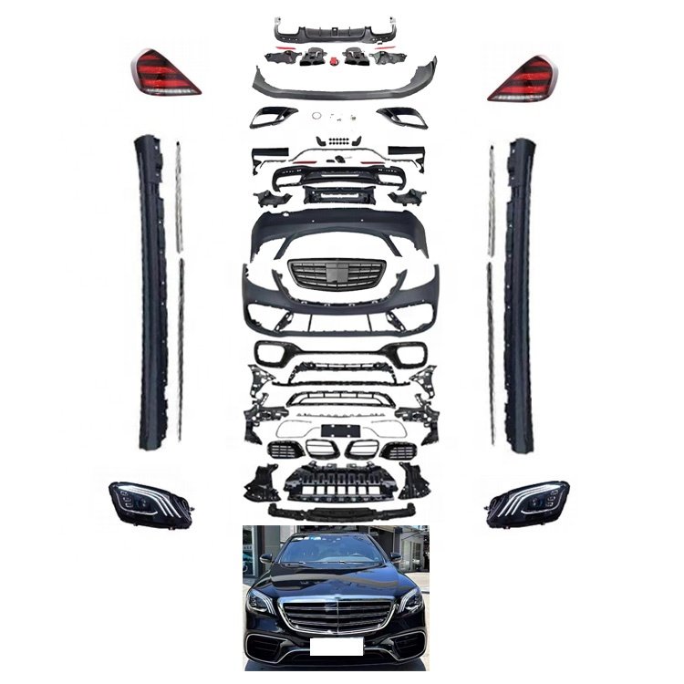 Car Accessories S63 Style+B700 Bady Kit Frony Rear Bumper Headlight Tail Lights Body Kits For Mercedes Benz W222 2014-2018