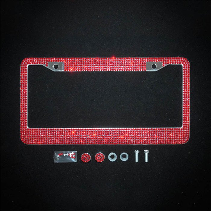 US Standard Stainless Steel Bling Crystal Rhinestone Diamond Auto Vehicle Car License Plate Frame Holder Decor Accessories