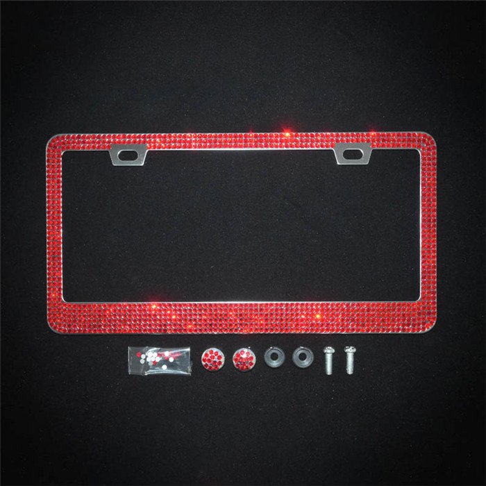 US Standard Stainless Steel Bling Crystal Rhinestone Diamond Auto Vehicle Car License Plate Frame Holder Decor Accessories