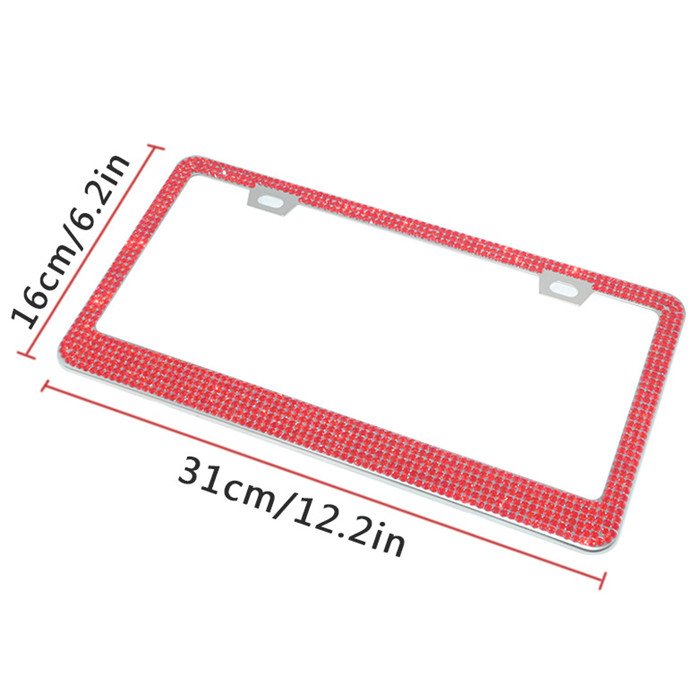 US Standard Stainless Steel Bling Crystal Rhinestone Diamond Auto Vehicle Car License Plate Frame Holder Decor Accessories