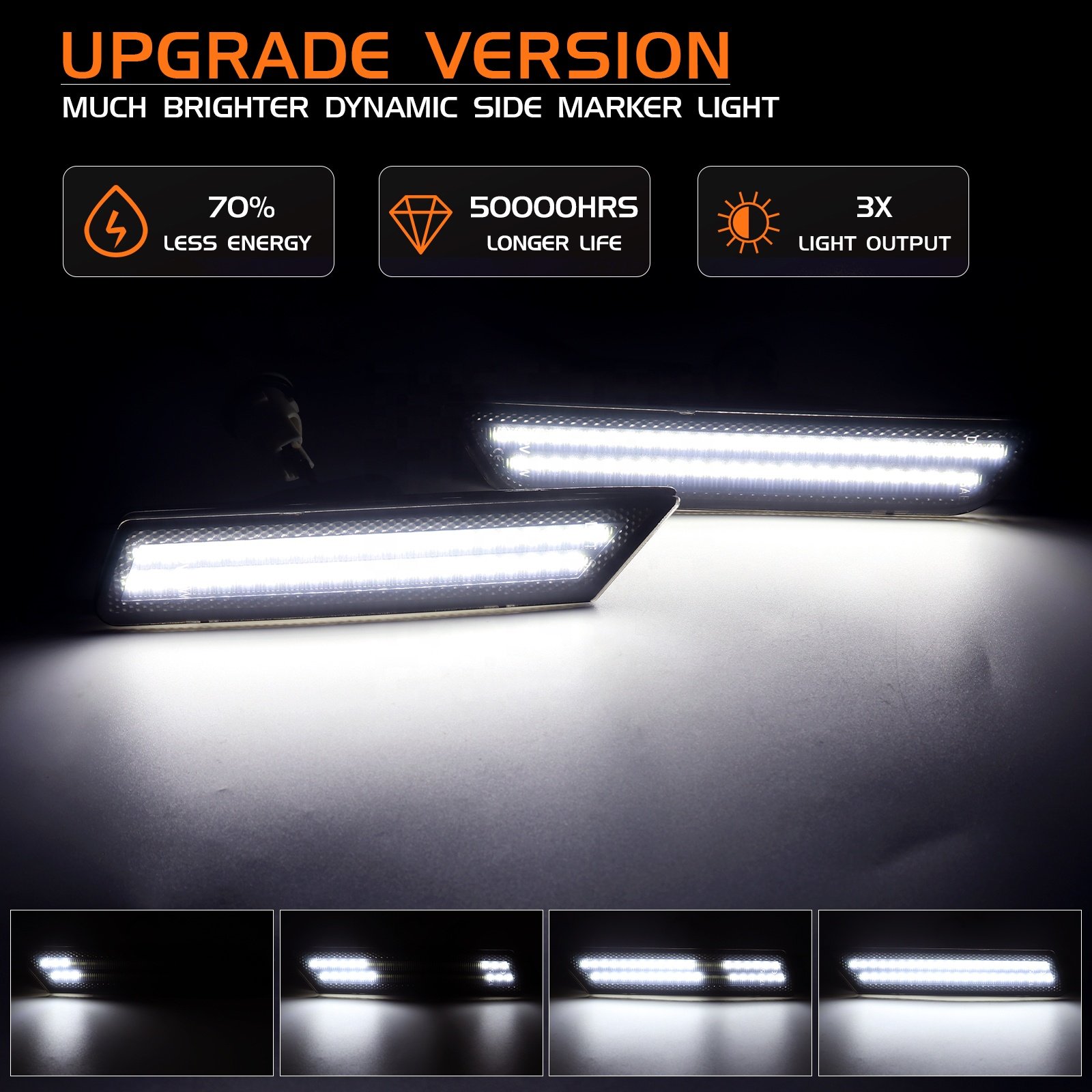 Sequential White Front Rear side marker lights For Chevy Chevrolet Camaro SS RS ZL1 LT 10-15 led repeater blink indicator lamps