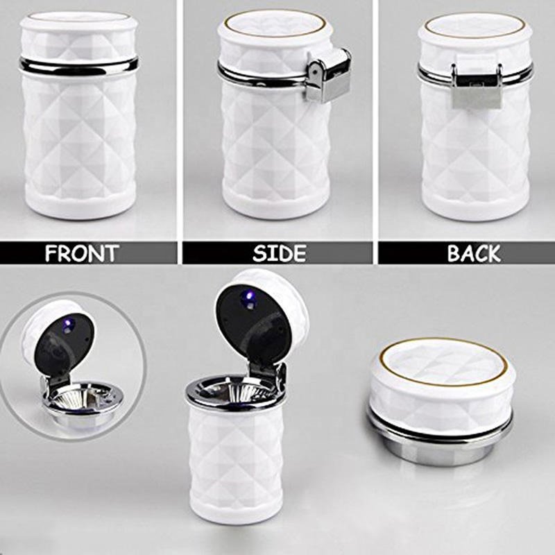 New Products Car Ashtray With LED Light Rhinestone Ashtray Car Smokeless Smoke Cup Holder Storage Auto Accessories