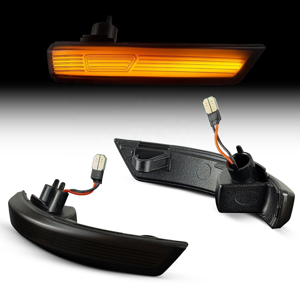 2Pcs Amber Sequential Flashing Reflector Lamps LED Side Mirror Turn Signal Light For Ford Focus 2008-2016