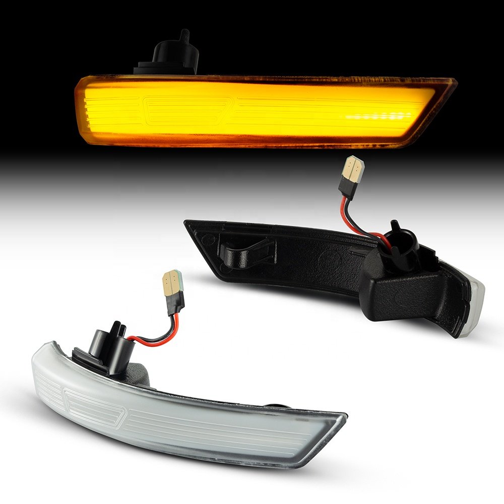 2Pcs Amber Sequential Flashing Reflector Lamps LED Side Mirror Turn Signal Light For Ford Focus 2008-2016