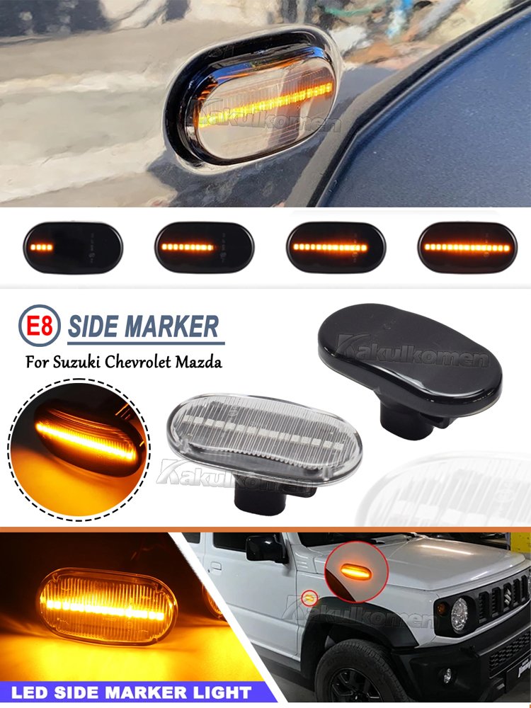 2PCS Led Dynamic Side Marker Turn Signal Indicator Repeater Light For SUZUKI JIMNY JB64W JB74 JB23 JB64 1999-2019