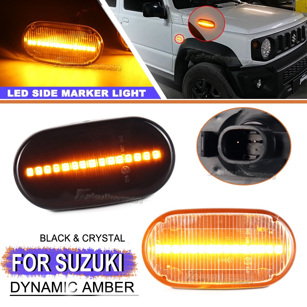 2PCS Led Dynamic Side Marker Turn Signal Indicator Repeater Light For SUZUKI JIMNY JB64W JB74 JB23 JB64 1999-2019