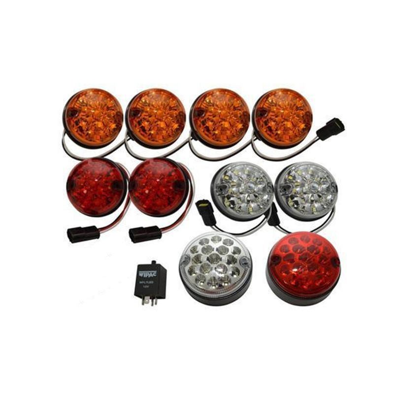 New Wind 10pcs Upgrade Smoked Len Round Light Rear Tail Lamp Fog Reverse Front Side Light For Land Rover Defender 1990-2016