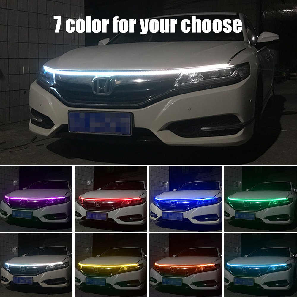 Led Car Hood Lights Universal Headlight Strip Flexible Car Decorative Atmosphere Lamps DRL Auto Daytime Running Lights 12V