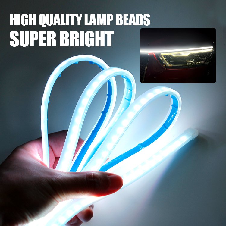 Led Car Hood Lights Universal Headlight Strip Flexible Car Decorative Atmosphere Lamps DRL Auto Daytime Running Lights 12V