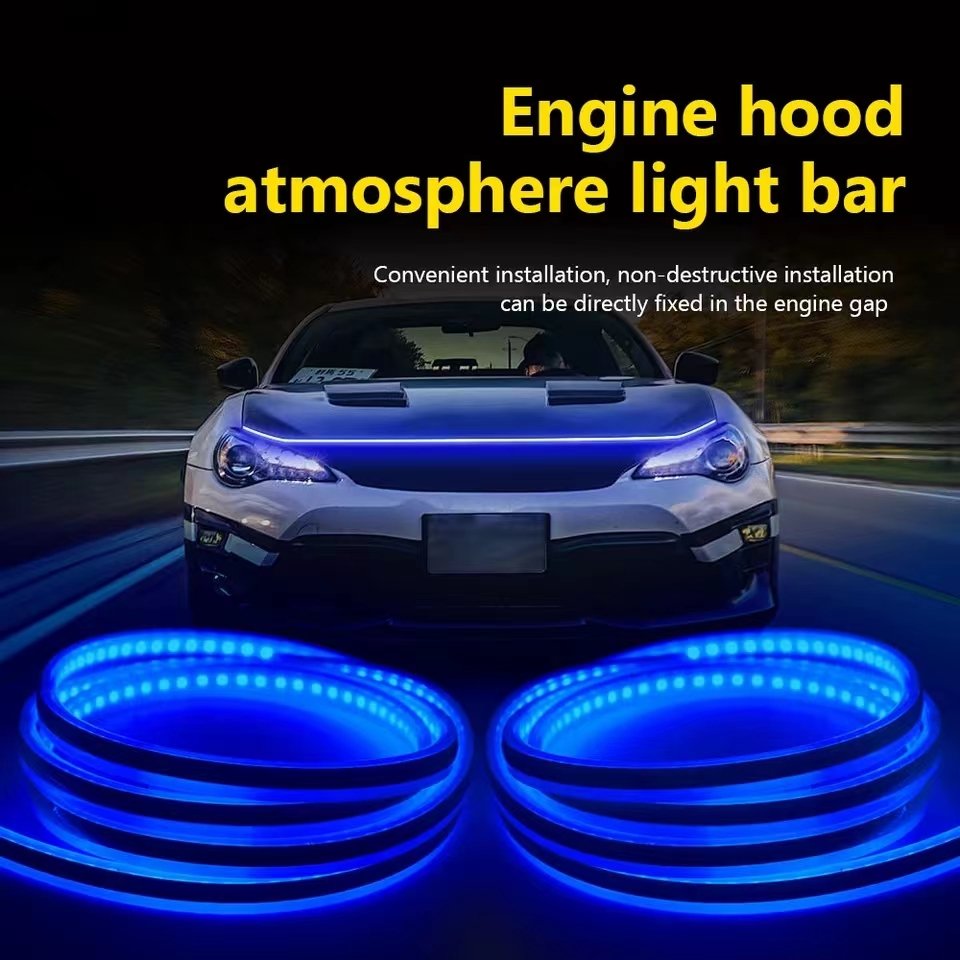 Led Car Hood Lights Universal Headlight Strip Flexible Car Decorative Atmosphere Lamps DRL Auto Daytime Running Lights 12V